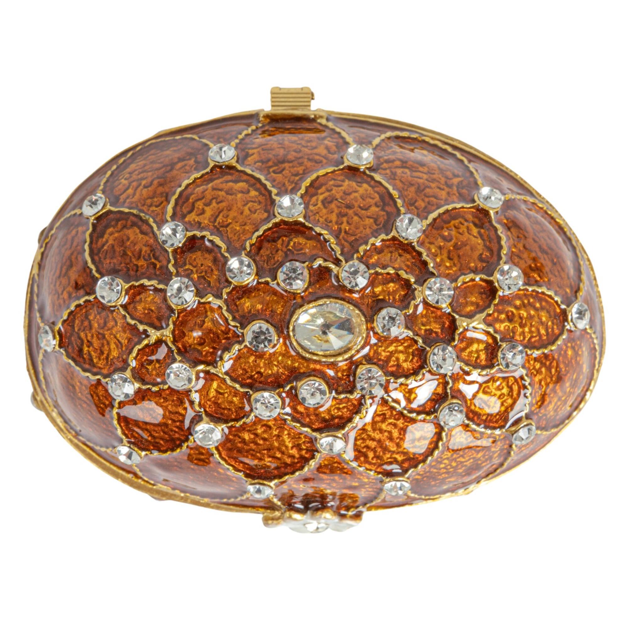 Hello Honey® 3.5" Amber Jeweled Egg Trinket Box